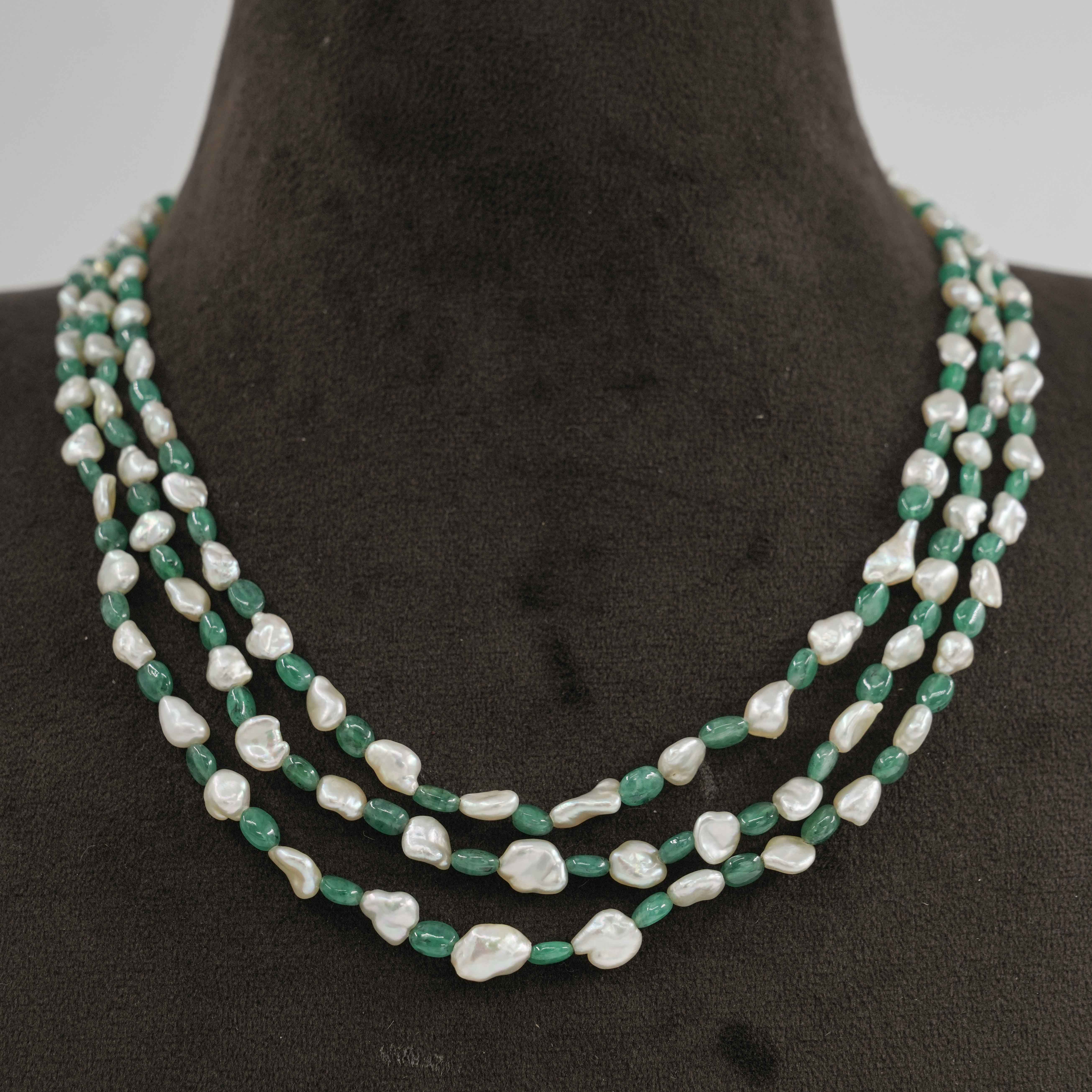 The Pearl Atelier by Kabra Pearls - Natural Emerald Baroque Pearl Necklace